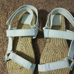 Tory Burch White Espadrille Bumper Sandals